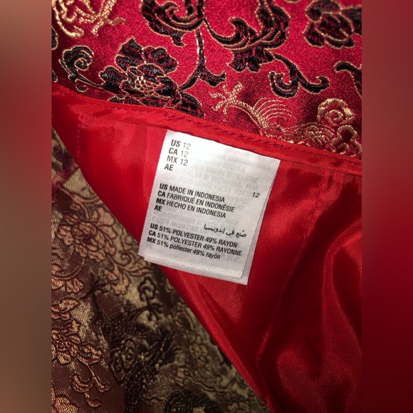 NWT Jacquard Skinny Cropped Pants in Red - Picture 6 of 7